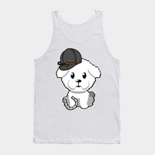 Funny furry dog is ready to ride a horse Tank Top